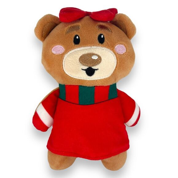 Merry and Bright Teddy Bear Grunting Plush Dog‎ Toy Winter Christmas Holiday - Picture 1 of 3